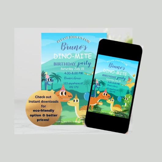 Dinosaurus verjaardagsuitnodiging voor kinderen kaart