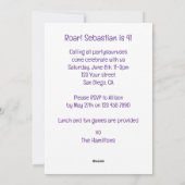 Dinosaurus verjaardagsuitnodiging, voor partysauru feestdagenkaart (Achterkant)