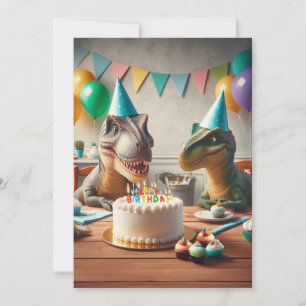 Dinosaurus verjaardagsuitnodiging, voor partysauru feestdagenkaart