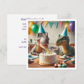 Dinosaurus verjaardagsuitnodiging, voor partysauru kaart (Voorkant / Achterkant)