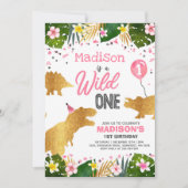 Dinosaurus verjaardagsuitnodiging Wilde dinosaurus Kaart (Voorkant)
