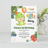 Dinosaurus Verjaardagsuitnodigingen Jongen 1e Scha Kaart (Staand voorkant)