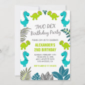 Dinosaurus verjaardagsuitnodigingen twee rex party kaart (Voorkant)