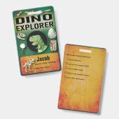 Dinosaurus Verkenner Badge voor Kinderfeestje (Voor- en achterkant)