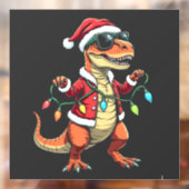 Dinosaurus verpakt met kerstverlichting Santa Hat Raamsticker (Vel 2)