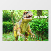 Dinosaurus verwelkomt bezoekers vrolijke uitdrukki raamsticker (Vel)