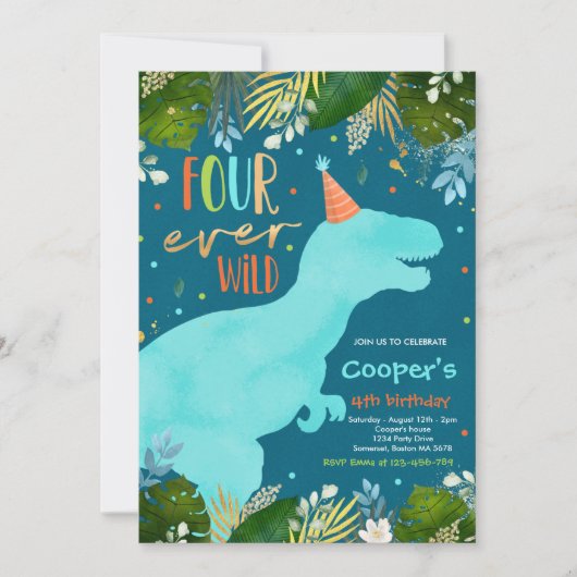 Dinosaurus Vier Ooit Wilde Jongen Dinosaurus 4e Ve Kaart (Voorkant)