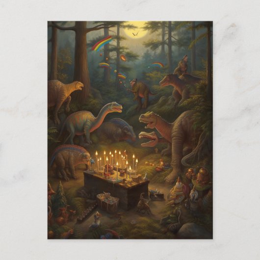 Dinosaurus Viering Ansichtkaart Briefkaart (Voorkant)