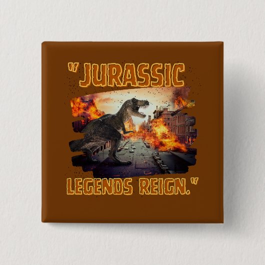 dinosaurus vierkante button 5,1 cm (Voorkant)