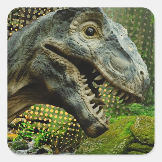 dinosaurus vierkante sticker (Voorkant)