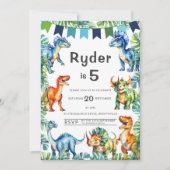 Dinosaurus vijfde verjaardag kaart (Voorkant)