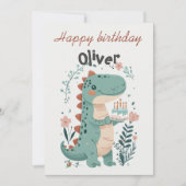 Dinosaurus Vijfde Verjaardag Wenskaart Kaart (Voorkant)