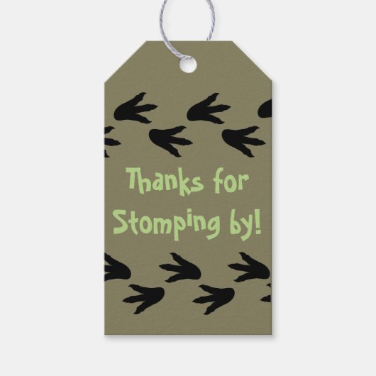 Dinosaurus Voetafdrukken Dank u Label Cadeaulabel (Voorkant)