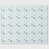 Dinosaurus Voetafdrukken Pastel Blauw Groen Jongen Cadeaupapier (Vlak)