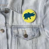 Dinosaurus vrolijk feestje Geel Ronde Button 5,7 Cm (In situ)