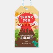 Dinosaurus Vulkaan Kinderen Verjaardag Cadeaulabel (Voorkant)