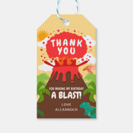 Dinosaurus Vulkaan Kinderen Verjaardag Cadeaulabel