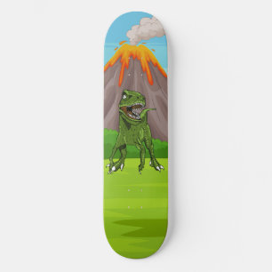 Dinosaurus Vulkaan Prehistorische Tijdperk Persoonlijk Skateboard