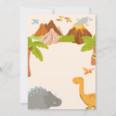 Dinosaurus Vulkan Verjaardagsfeestje Kaart (Achterkant)