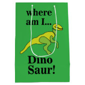 Dinosaurus Waar ben ik Grappig Medium Cadeauzakje (Achterkant)