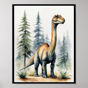 Dinosaurus Waterverf Brachiosaurus Sauropod WallAr Poster