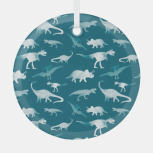 Dinosaurus Waterverf: Textielpatroon Glas Ornament