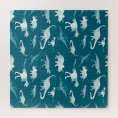 Dinosaurus Waterverf: Textielpatroon Legpuzzel (Horizontaal)