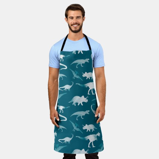 Dinosaurus Waterverf: Textielpatroon Schort (Gedragen)