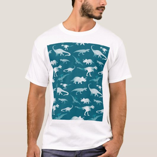 Dinosaurus Waterverf: Textielpatroon T-shirt (Voorkant)