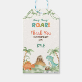 Dinosaurus Waterverf Verjaardag Cadeaulabel