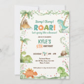 Dinosaurus Waterverf Verjaardag Kaart (Voorkant)