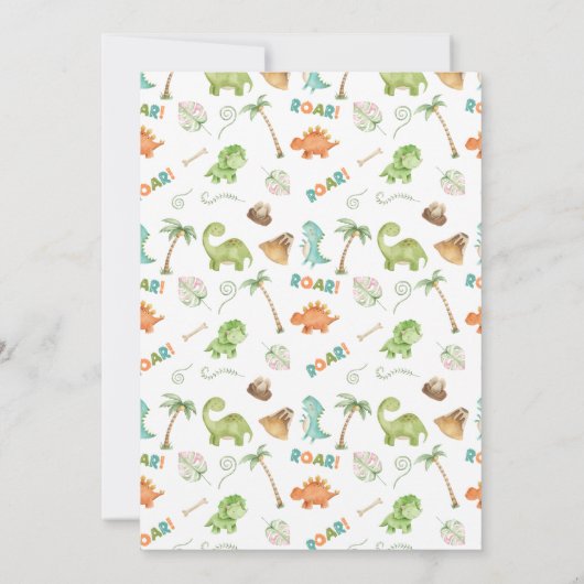 Dinosaurus Waterverf Verjaardag Kaart (Achterkant)