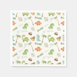 Dinosaurus Waterverf Verjaardag Servet