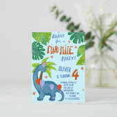 Dinosaurus waterverf verjaardagsfeestje cute briefkaart (Staand voorkant)