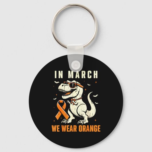 Dinosaurus We dragen oranje lint Multiple sclerose Sleutelhanger (Voorkant)