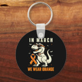 Dinosaurus We dragen oranje lint Multiple sclerose Sleutelhanger (Voorkant)