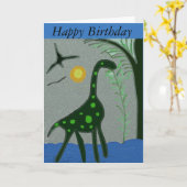 Dinosaurus Wenskaart met lange hals Kaart (Gele Bloem)