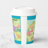 Dinosaurus wereld gelukkige verjaardag turquoise papieren bekers (Links)