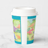 Dinosaurus wereld gelukkige verjaardag turquoise papieren bekers (Rechts)