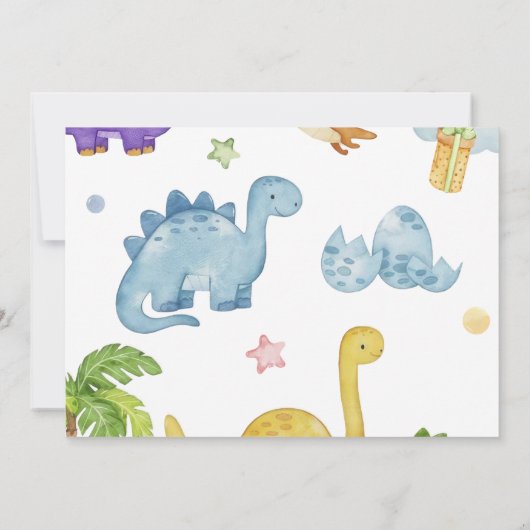 Dinosaurus Wild Een 1e Verjaardagsfeest Uitnodigin Kaart (Achterkant)