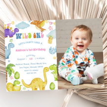 Dinosaurus Wild Een 1e Verjaardagsfeest Uitnodigin