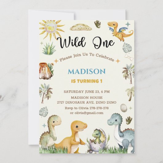 Dinosaurus Wilde Jongen Kaart (Voorkant)