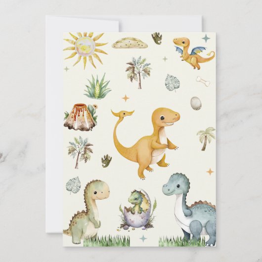 Dinosaurus Wilde Jongen Kaart (Achterkant)