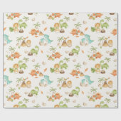 Dinosaurus Wrapping Paper Boy Verjaardag Baby show Cadeaupapier (Vlak)
