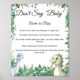 Dinosaurus Zeg Niet Baby Shower Spel Bord Poster