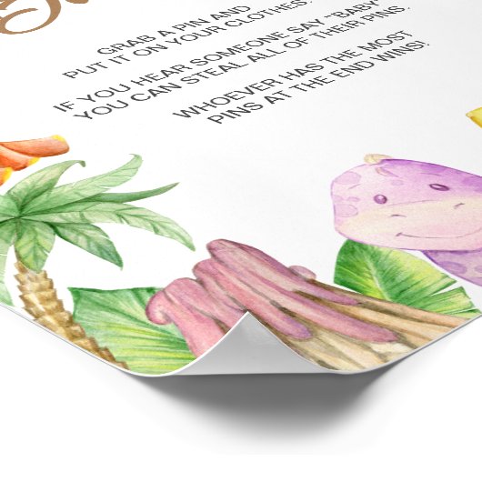 Dinosaurus zegt geen Baby-teken Poster (Hoek)