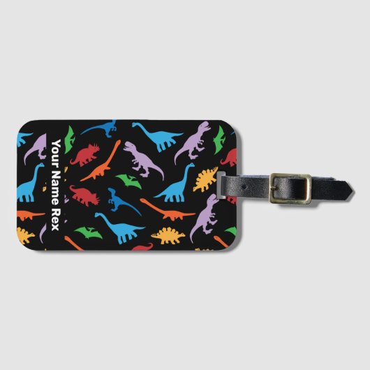 Dinosaurus zeven soorten silhouet patroon bagage bagagelabel (Voorkant (horizontaal))