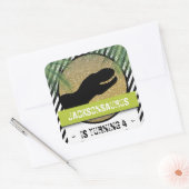 Dinosaurus Zwart wit Verjaardagsfeest Vierkante Sticker (Envelop)
