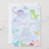 dinosaurus zwembad feest meisje verjaardag bedankkaart (Voorkant)