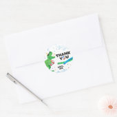 Dinosaurus Zwembadfeest Dankjewel Sticker (Envelop)